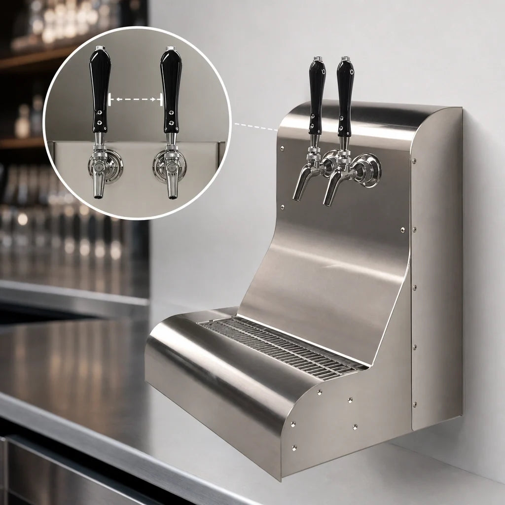 Perlick 4076DN2 2-Faucet Wall-Mount Draft Beer Dispensing Tower, Glycol-Cooled, Stainless Steel