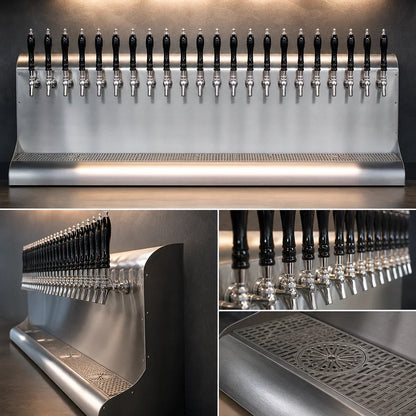 Perlick 3076-18 Wall-Mounted Modular Draft Beer Dispensing Tower, Air-Cooled, 18 Faucets, Stainless Steel