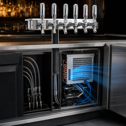 Micro Matic UCM-6-SSKR Underbar 6-Faucet Glycol-Cooled Draft Beer Dispenser, Brushed Stainless Steel