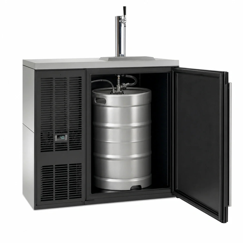 Perlick Quick Ship DDS36-BS-L-STK 36-Inch Self-Contained Direct Draw Draft Beer Dispenser, 1 Section, 1 Half Barrel