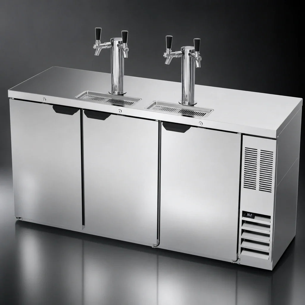 Beverage Air DD72HC-S 72-Inch Direct Draw Beer Dispenser, 3 Half-Barrel Keg Capacity, Dual Faucet Towers, Stainless Steel