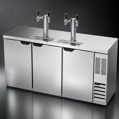 Beverage Air DD72HC-S 72-Inch Direct Draw Beer Dispenser, 3 Half-Barrel Keg Capacity, Dual Faucet Towers, Stainless Steel