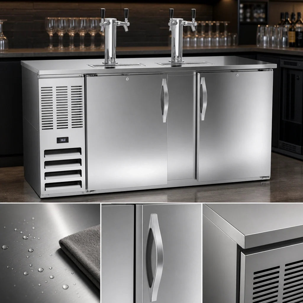 Beverage Air DD68HC-S 68-Inch Direct Draw Beer Dispenser, 3 Half-Barrel Kegs, Dual Towers, 3 Faucets, Stainless Steel