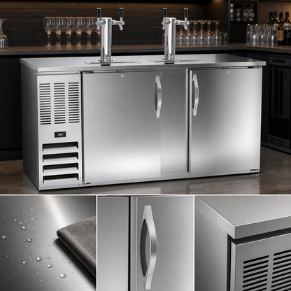 Beverage Air DD68HC-S 68-Inch Direct Draw Beer Dispenser, 3 Half-Barrel Kegs, Dual Towers, 3 Faucets, Stainless Steel