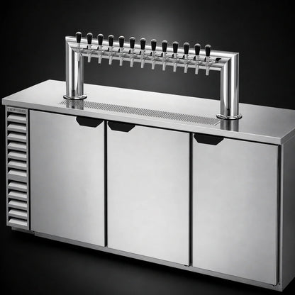 Beverage Air DD78HC-S-12T 78-Inch Direct Draw Beer Dispenser with 12-Tap Tower, Stainless Steel Exterior, and 4 Half-Keg Capacity