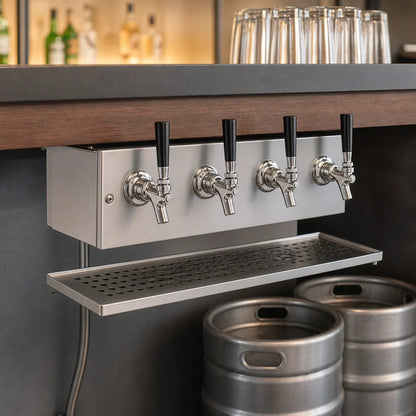 Perlick 4040A4B-BTM Underbar Glycol-Cooled Draft Beer Dispenser, 4-Faucet, Stainless Steel, 14-Inch Wide
