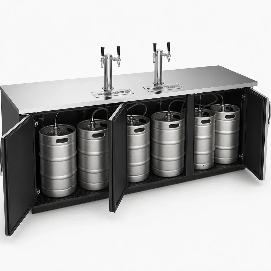 Beverage Air DD94HC-B 94-Inch Direct Draw Beer Dispenser, 5 Half-Barrel Kegs, Dual-Faucet Towers, Black Exterior