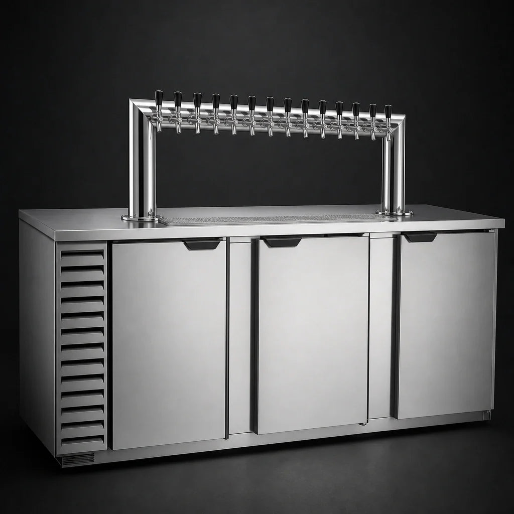 Beverage Air DD94HC-S-12T 94-Inch Stainless Steel Direct Draw Beer Dispenser, 12-Tap Tower, 5 Half-Keg Capacity