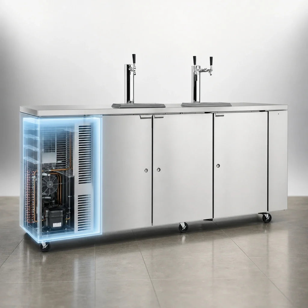 Perlick DDC92 Self-Contained Direct-Draw Draft Beer Dispenser, 92-Inch, 4 Half-Barrel Capacity, Stainless Steel