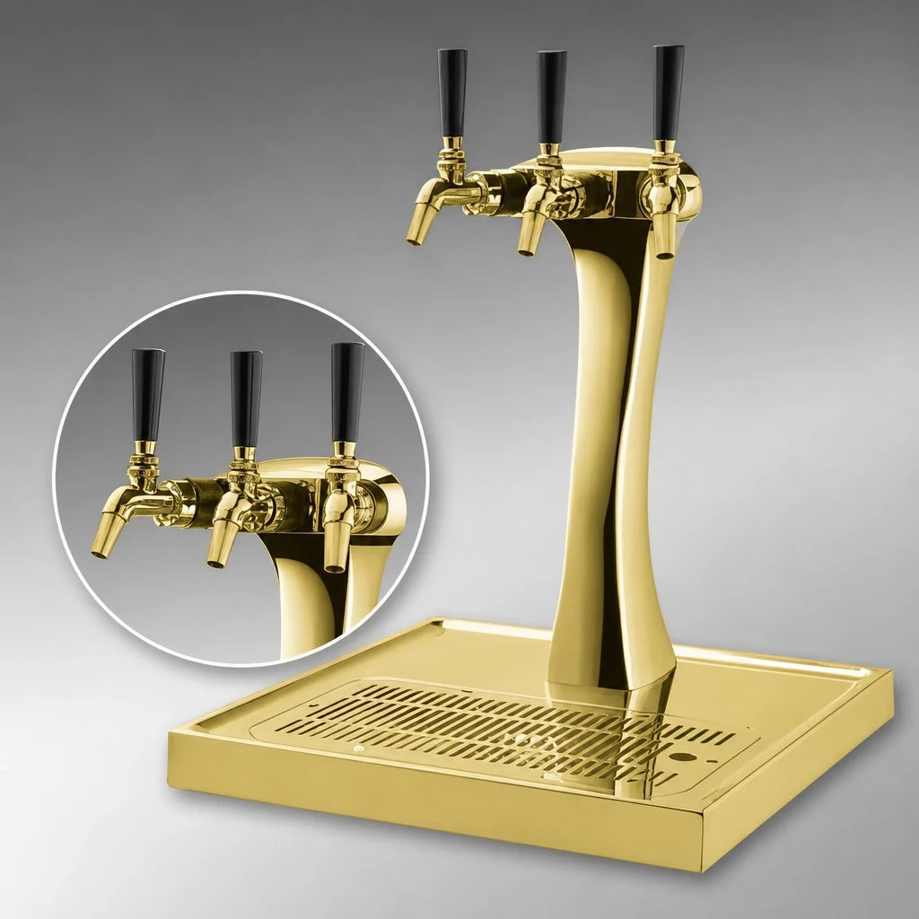 Perlick Panther Style 3-Faucet Gold Beer Dispensing Kit