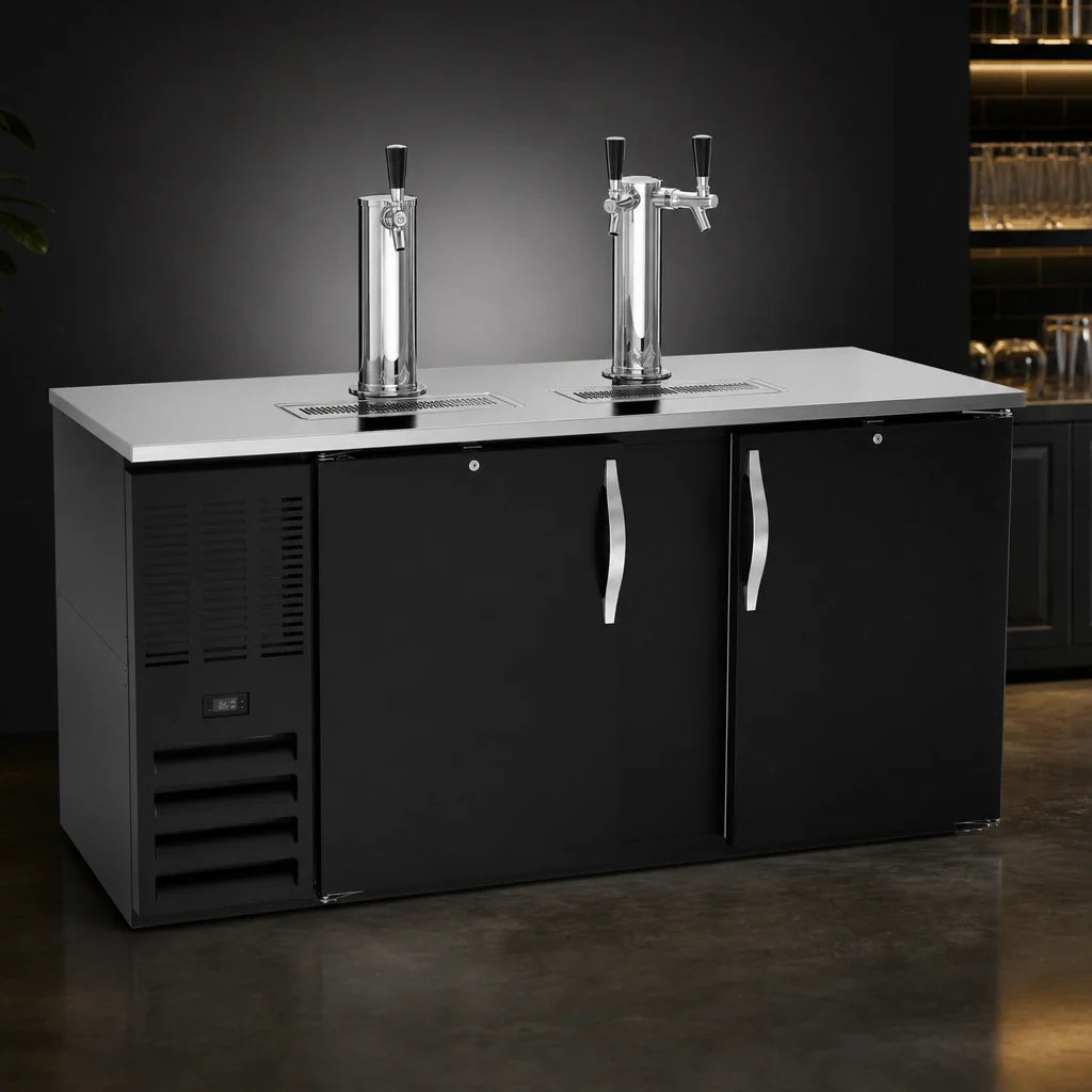 Beverage Air DD68HC-B 68-Inch Direct Draw Beer Dispenser, Dual Towers, 3-Keg Capacity, Black Exterior