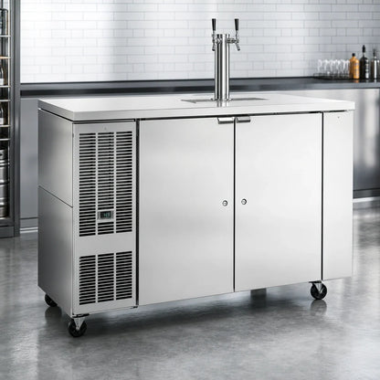 Perlick DDC68 68-Inch Stainless Steel Self-Contained Direct Draw Draft Beer Dispenser, 2 Half Barrels and 1 Quarter Barrel, 33°-40°F