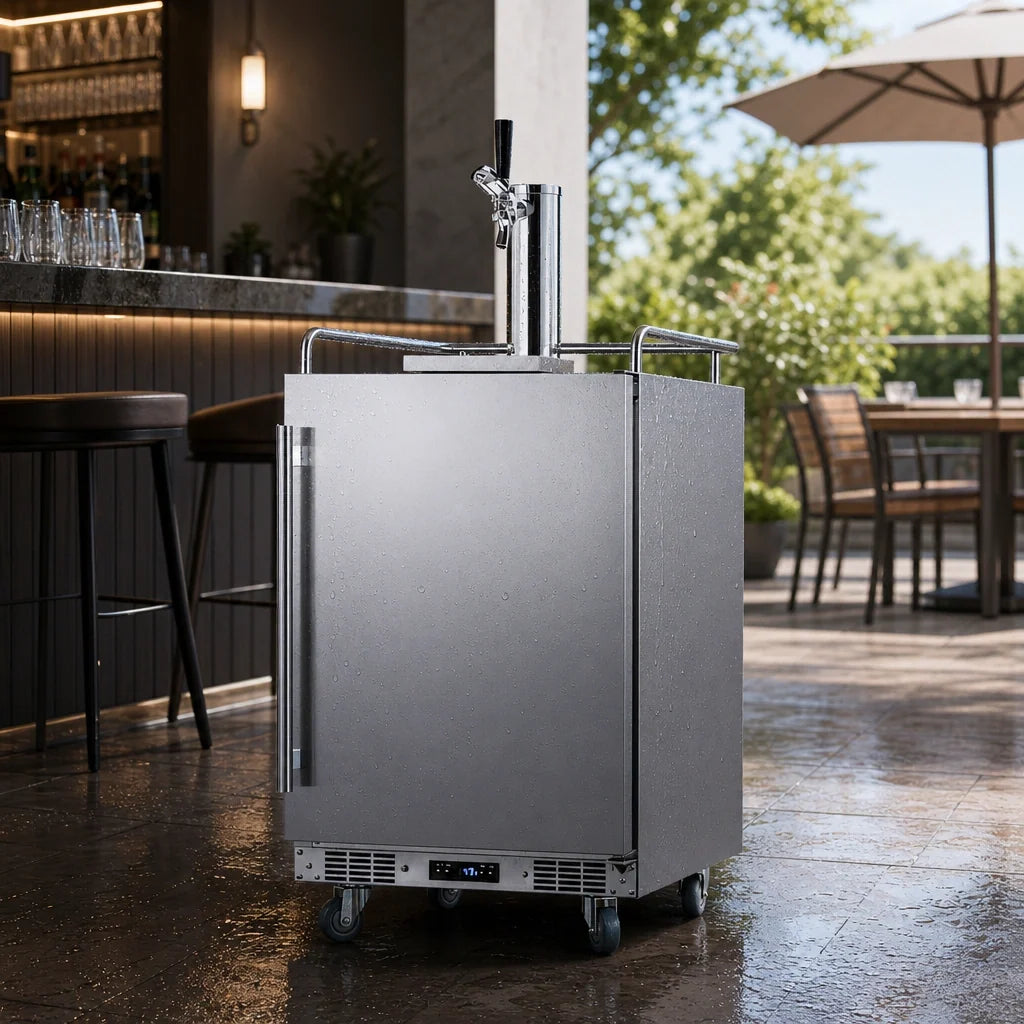 Summit Commercial Summit Appliance BC74OSCOM Indoor/Outdoor Single-Tap Draft Beer Dispenser, Stainless Steel, 3 x 1/6-Barrel Keg Capacity