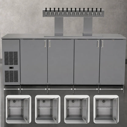 Glastender C1FB92-DD 92-Inch Four-Section Draft Beer Dispenser, Front-Serviced, Self-Contained R290 Refrigeration