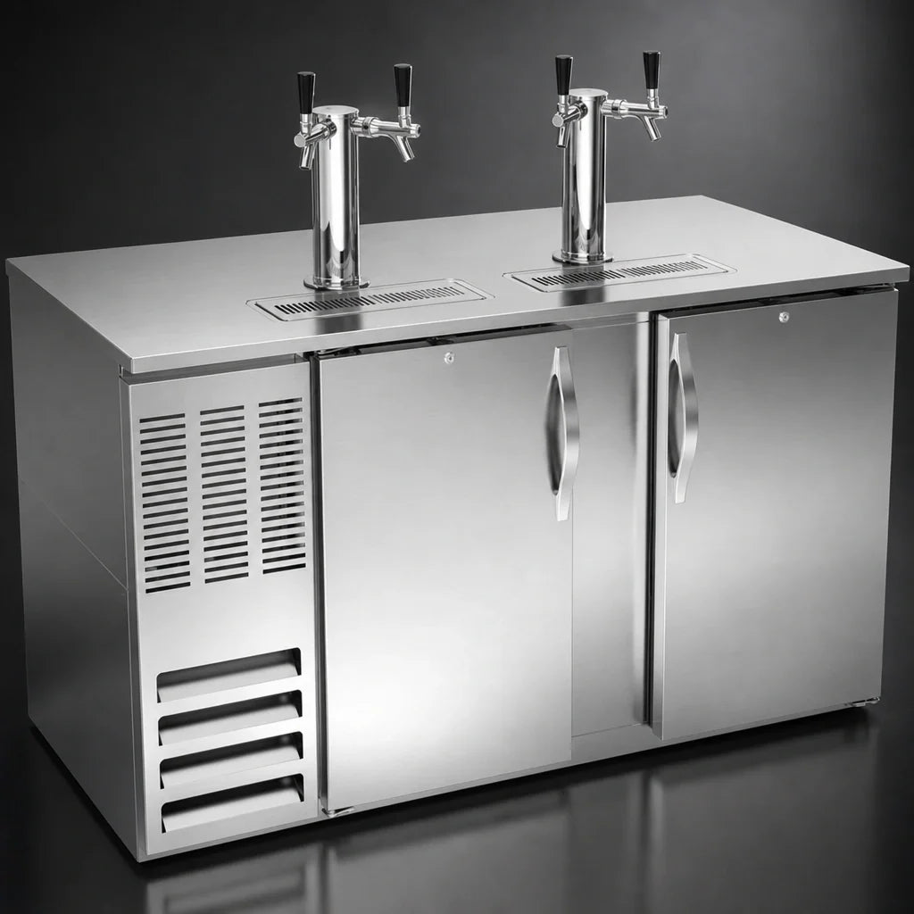 Beverage Air DD58HC-S 58-Inch Stainless Steel Direct Draw Beer Dispenser, 3-Keg Capacity, Dual Towers