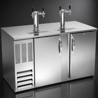 Beverage Air DD58HC-S 58-Inch Stainless Steel Direct Draw Beer Dispenser, 3-Keg Capacity, Dual Towers
