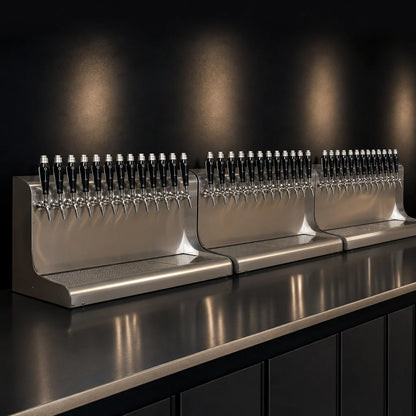 Perlick 4076BK7 7-Faucet Wall-Mount Glycol-Cooled Stainless Steel Draft Beer Dispensing Tower