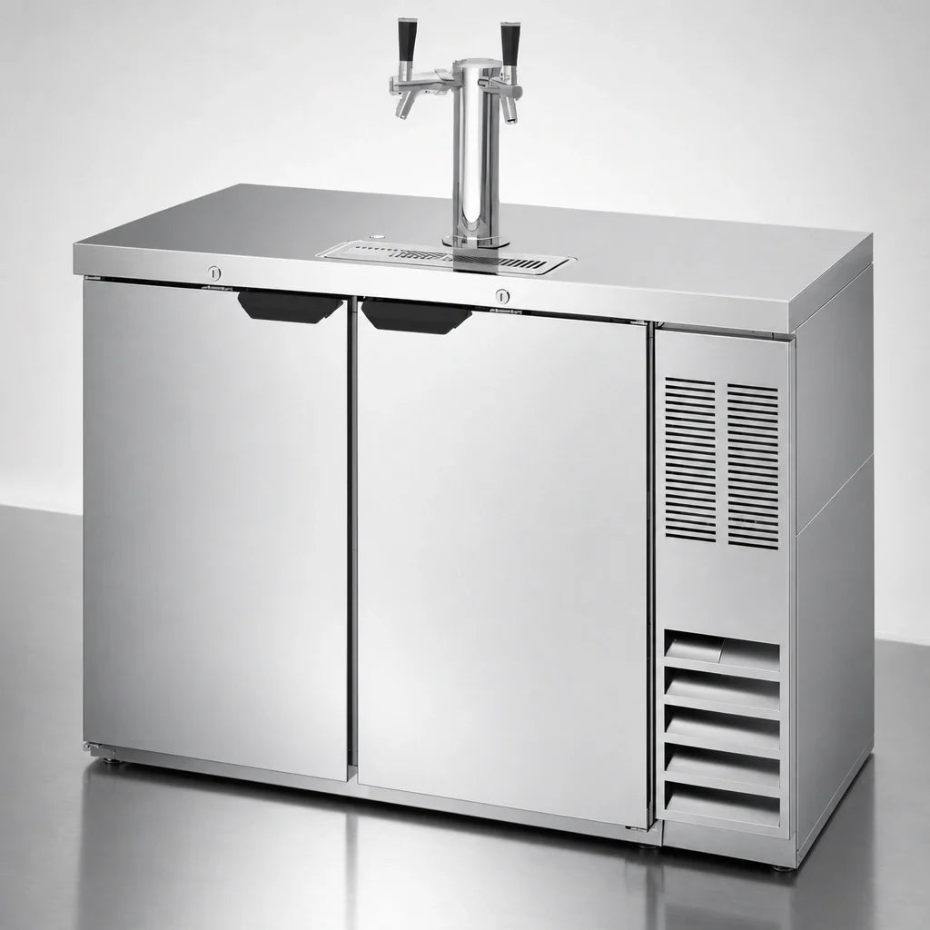 Beverage Air DD48HC-S 48-Inch Direct Draw Beer Dispenser, 2 Half-Barrel Kegs, Stainless Steel, Dual-Faucet Tower