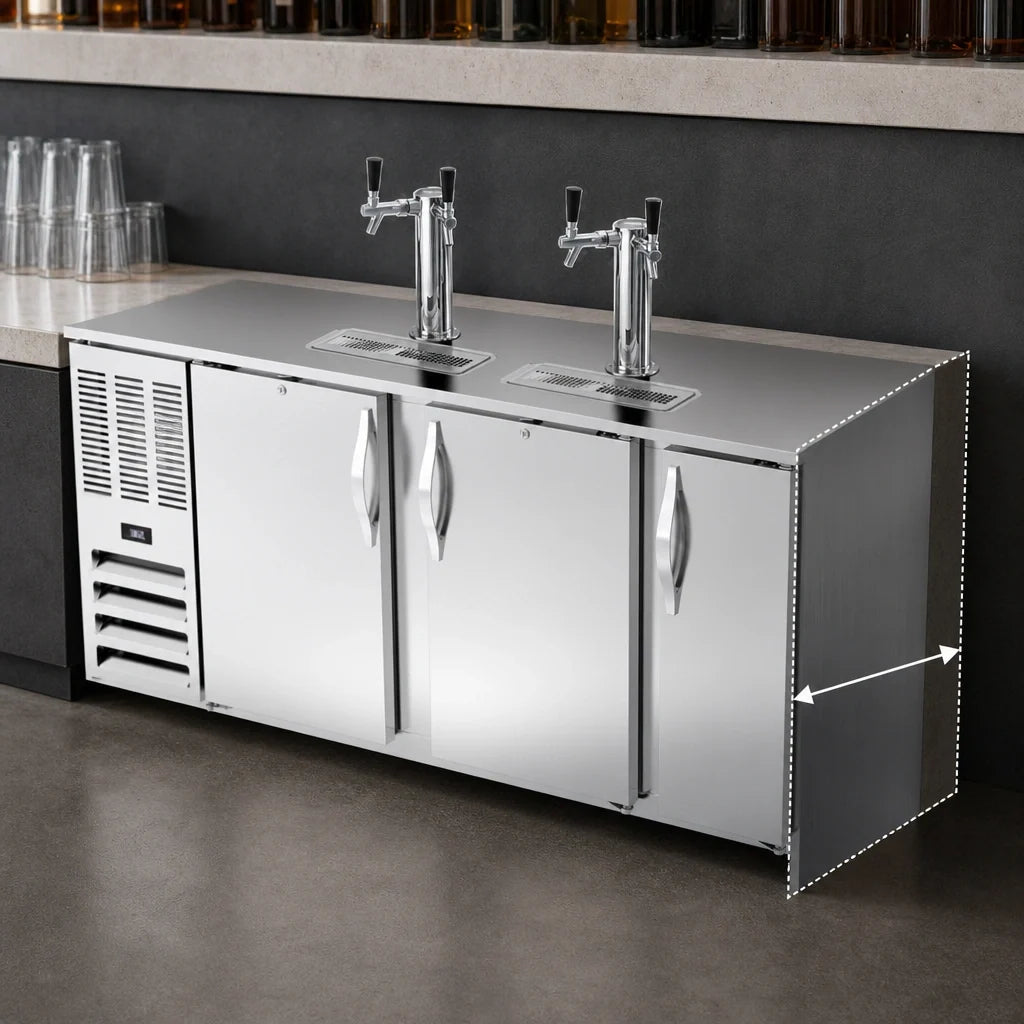 Beverage Air DDN78HC-S 78-Inch Shallow-Depth Direct Draw Beer Dispenser, 4-Keg Capacity, 2 Dual-Faucet Towers, Stainless Steel Top and Front