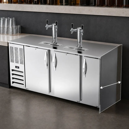 Beverage Air DDN78HC-S 78-Inch Shallow-Depth Direct Draw Beer Dispenser, 4-Keg Capacity, 2 Dual-Faucet Towers, Stainless Steel Top and Front