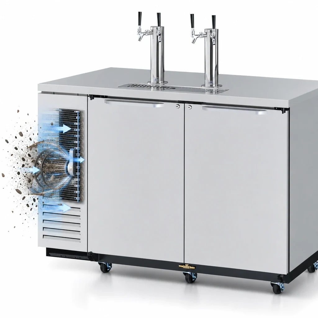 Turbo Air Super Deluxe TBD-2SDD-N6 Two-Door Stainless Steel Beer Dispenser, 2 Half-Barrel Keg Capacity, Dual Columns, ENERGY STAR