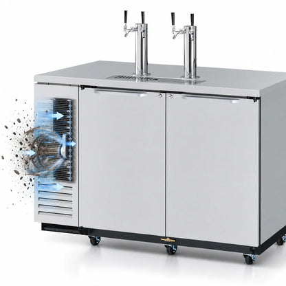 Turbo Air Super Deluxe TBD-2SDD-N6 Two-Door Stainless Steel Beer Dispenser, 2 Half-Barrel Keg Capacity, Dual Columns, ENERGY STAR