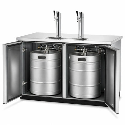 True General Foodservice TDD-2-S-HC Two-Column Direct Draw Beer Dispenser, 2 Half-Barrel Keg Capacity, Stainless Steel