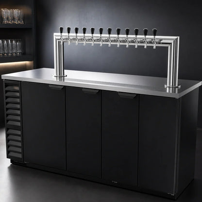 Beverage Air DD78HC-B-12T 78-Inch Direct Draw Beer Dispenser, 12-Tap Tower, 4 Half-Keg Capacity, 3 Doors, Black Exterior