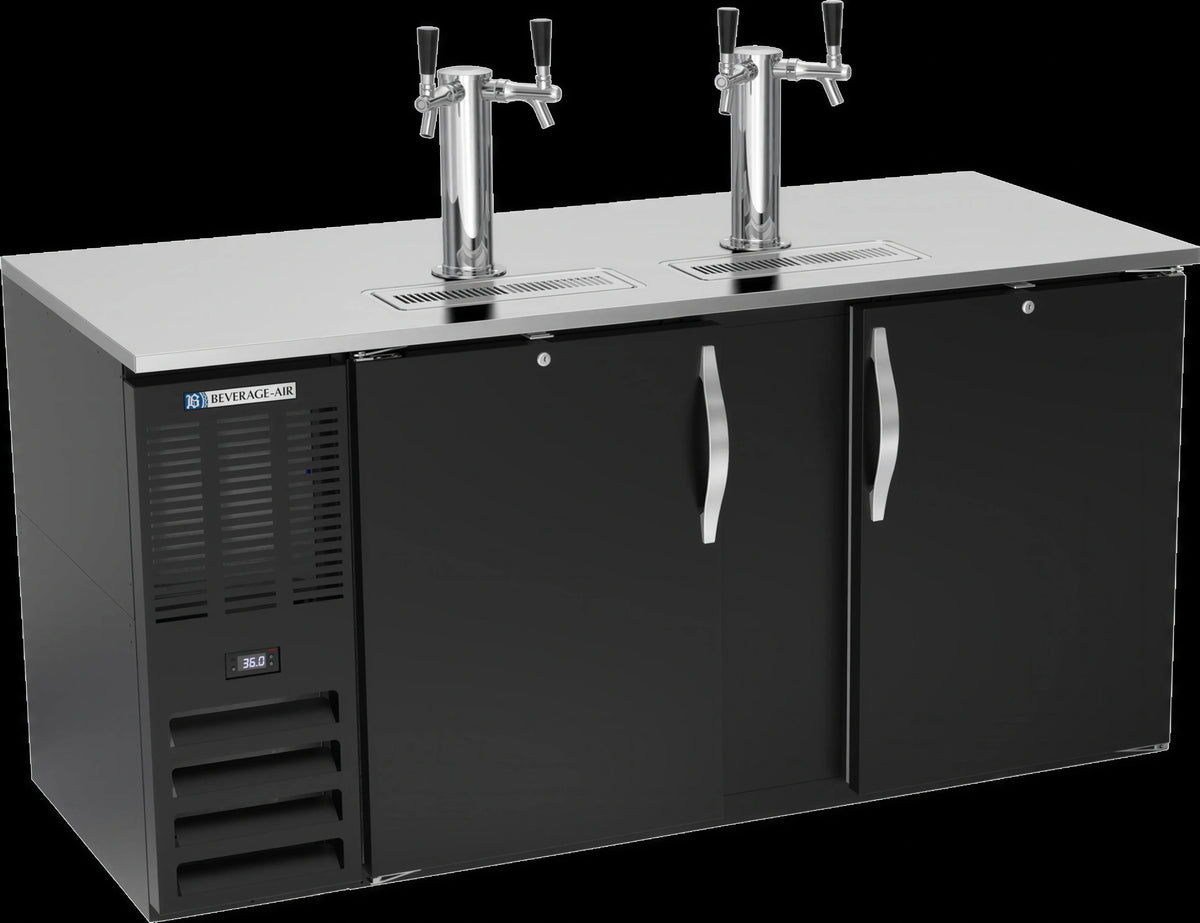 Beverage Air DD68HC-B 68-Inch Direct Draw Beer Dispenser, Dual Towers, 3-Keg Capacity, Black Exterior