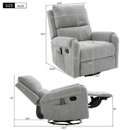 Manual Recliner Massage Chair With Swivel Rocker