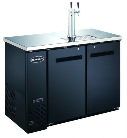 SABA SDD-24-48 Two-Section Direct Draw Beer Dispenser, Holds 2 Half-Barrel Kegs, Black Exterior, Flat Top