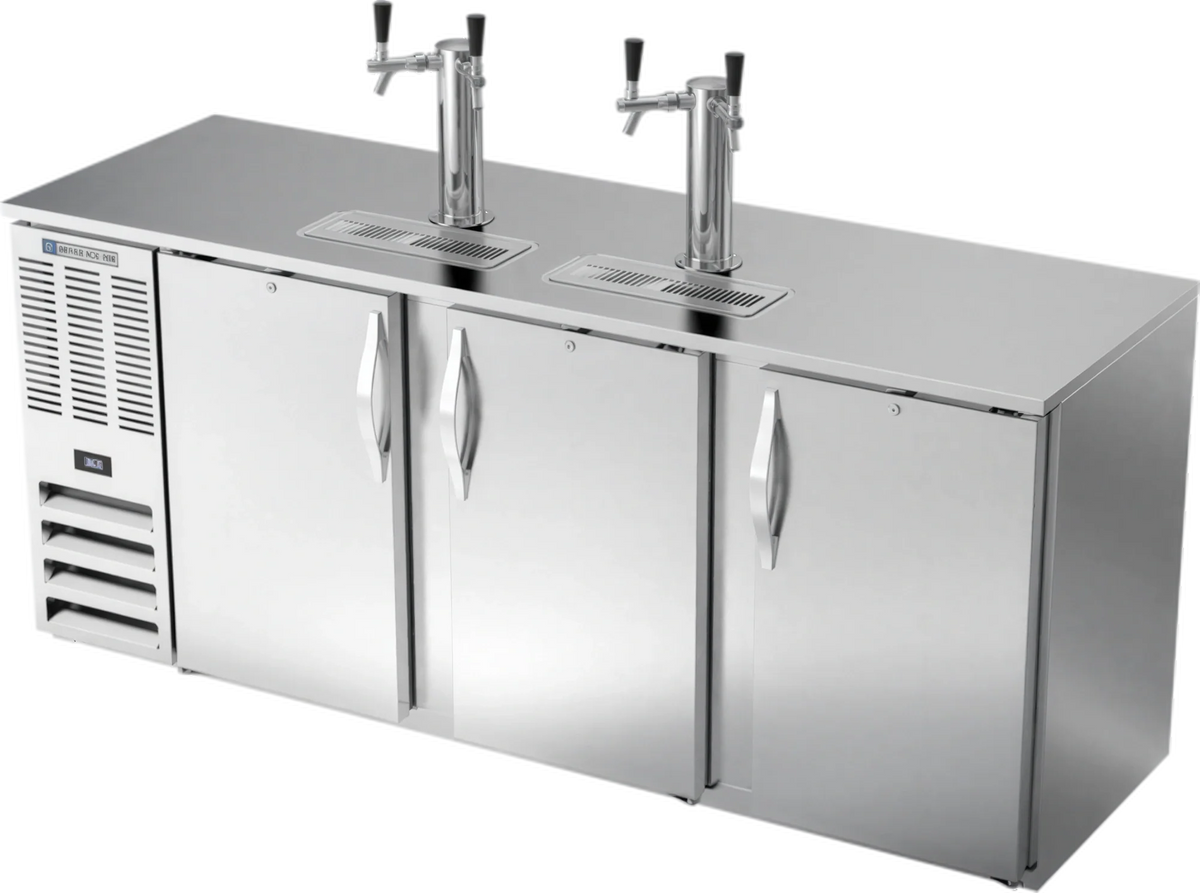Beverage Air DDN78HC-S 78-Inch Shallow-Depth Direct Draw Beer Dispenser, 4-Keg Capacity, 2 Dual-Faucet Towers, Stainless Steel Top and Front