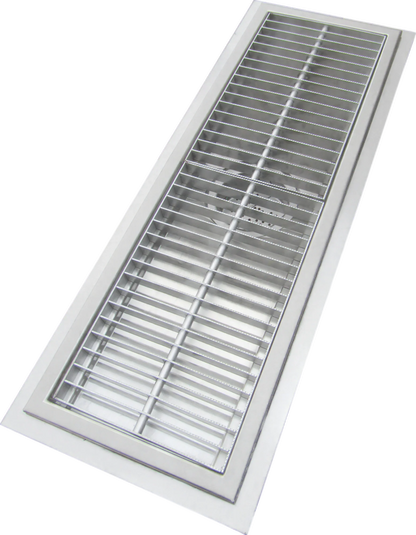 IMC/Teddy SFT-1272-SQ Shallow Stainless Steel Floor Trough with Drain, Square Grid Grating, 72"W x 12"D x 2" Deep