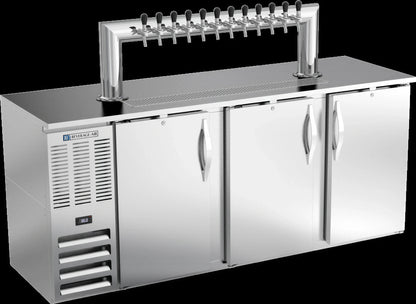 Beverage Air DDN78HC-S-12T 78-Inch Direct Draw Beer Dispenser, 12-Tap Tower, 4 Half-Keg Capacity, 3 Doors