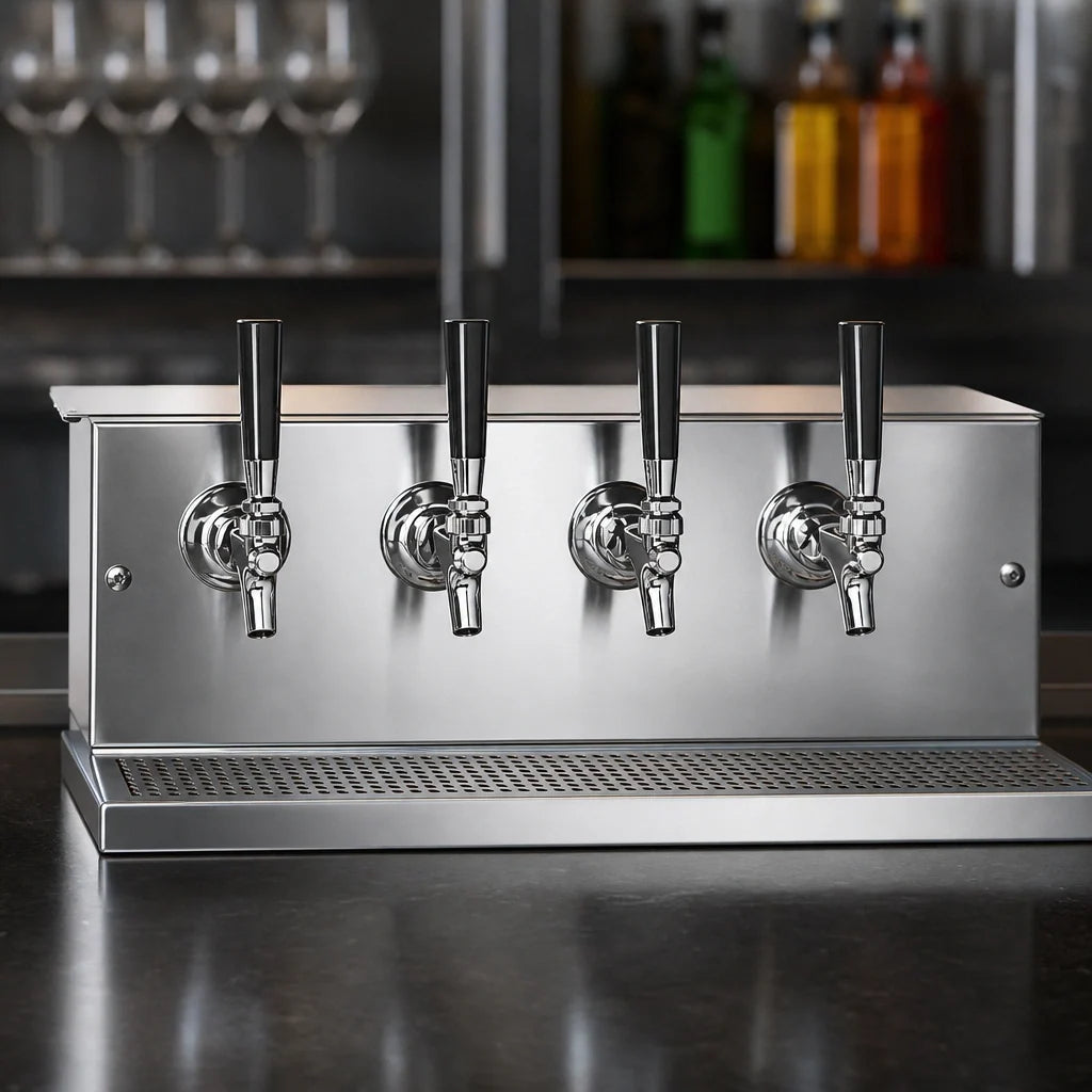 Perlick 4040A4B-BTM Underbar Glycol-Cooled Draft Beer Dispenser, 4-Faucet, Stainless Steel, 14-Inch Wide