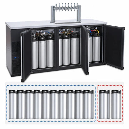Micro Matic Pro-Line MBB78BC-E-A 80-Inch Three-Section Dual-Temperature Beer Dispenser, 12 1/6 Slim Barrel Keg Capacity, 8-Faucet Tower