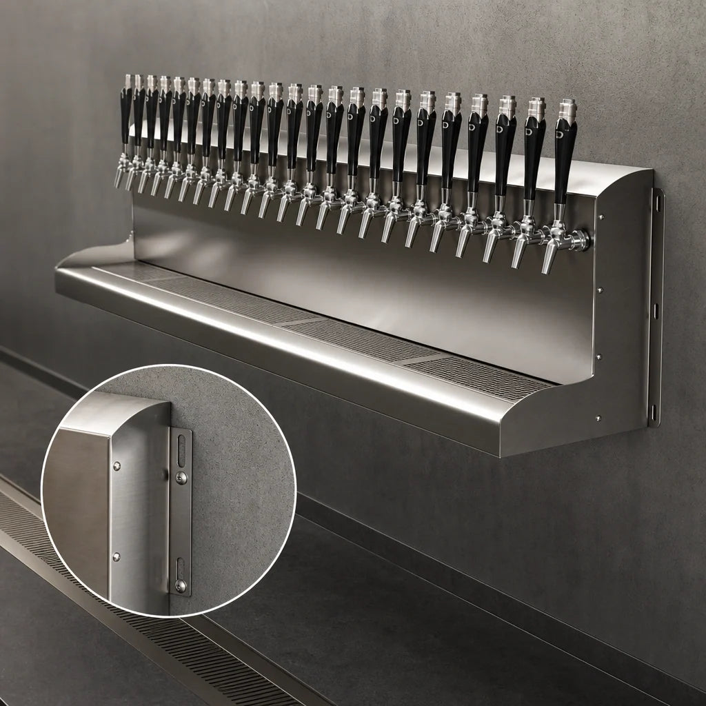 Perlick 4076DN27 Modular Wall-Mount Glycol-Cooled Draft Beer Dispensing Tower, Stainless Steel, 27-Faucet Capacity