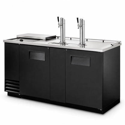True General Foodservice TDD-3CT-HC Club Top Direct Draw Beer Dispenser, 3 Half-Barrel Capacity, 2 Columns, Black Exterior