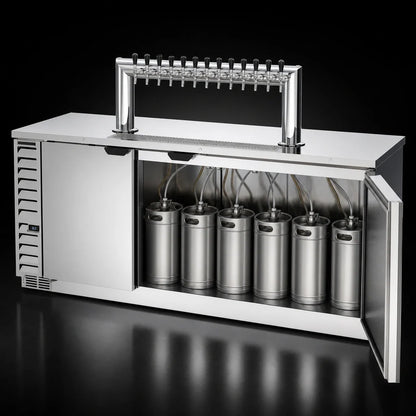 Beverage Air DD94HC-S-12T 94-Inch Stainless Steel Direct Draw Beer Dispenser, 12-Tap Tower, 5 Half-Keg Capacity
