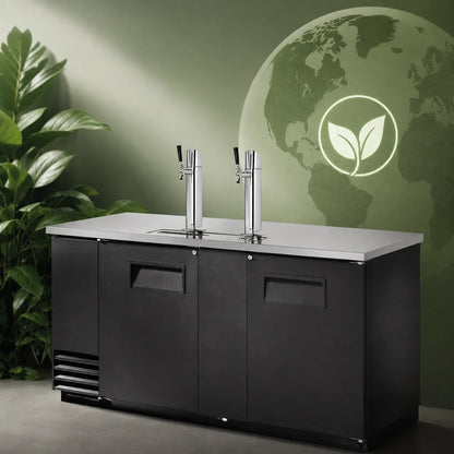 True General Foodservice TDD-3-HC 3 Half-Barrel Direct Draw Beer Dispenser, 2 Columns, Black Exterior, Stainless Steel Top