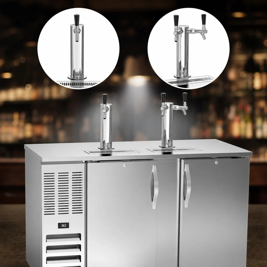 Beverage Air DD58HC-S 58-Inch Stainless Steel Direct Draw Beer Dispenser, 3-Keg Capacity, Dual Towers