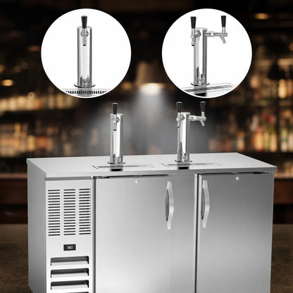 Beverage Air DD58HC-S 58-Inch Stainless Steel Direct Draw Beer Dispenser, 3-Keg Capacity, Dual Towers