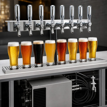 Micro Matic UCM-8-SSKR 8-Faucet Underbar Glycol-Cooled Draft Beer Dispenser, 304 Stainless Steel, Brushed Finish