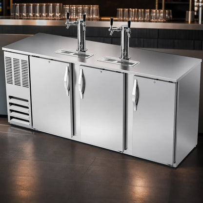 Beverage Air DDN78HC-S 78-Inch Shallow-Depth Direct Draw Beer Dispenser, 4-Keg Capacity, 2 Dual-Faucet Towers, Stainless Steel Top and Front