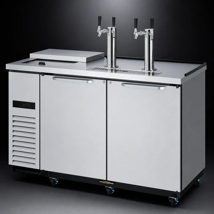 Turbo Air Super Deluxe TCB-2SDD-N6 2-Door Club Top Beer Dispenser, 2 Half-Barrel Kegs, Stainless Steel, Dual 4-Faucet Towers