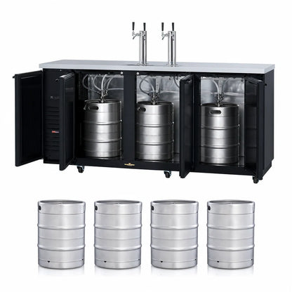 Turbo Air Super Deluxe TBD-4SBD-N Freestanding Beer Dispenser, 4 Half-Barrel Keg Capacity, 2 Columns, 4 Faucets, Black Exterior