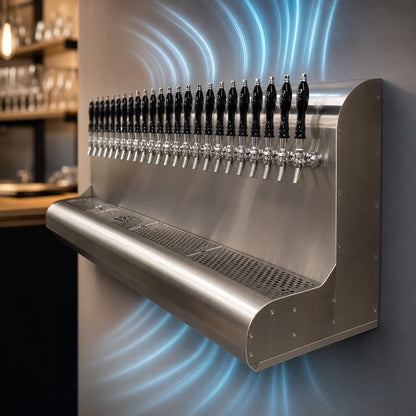 Perlick 3076-18 Wall-Mounted Modular Draft Beer Dispensing Tower, Air-Cooled, 18 Faucets, Stainless Steel