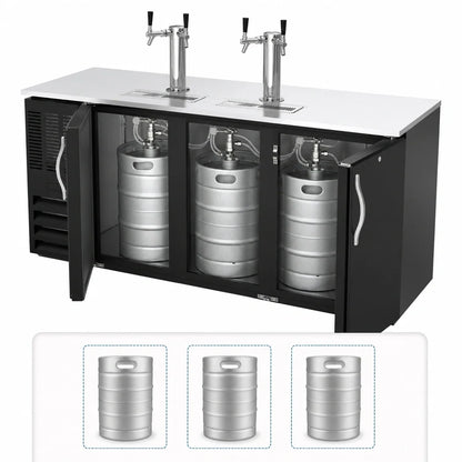 Beverage Air DDN72HC-B 72-Inch Direct Draw Beer Dispenser, 3-Keg Capacity, 4 Faucets, Black Exterior, Self-Contained R290 Refrigeration