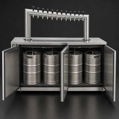 Beverage Air DD78HC-S-12T 78-Inch Direct Draw Beer Dispenser with 12-Tap Tower, Stainless Steel Exterior, and 4 Half-Keg Capacity