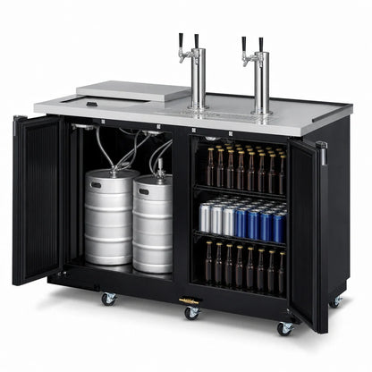 Turbo Air Super Deluxe TCB-2SBD-N6 Club Top Beer Dispenser, 2 Half-Barrel Capacity, Black Exterior, 2 Beer Towers